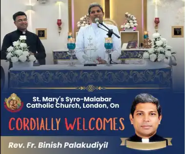സെന്റ് മേരീസ് സിറോ മലബാർ ഇടവകയ്ക്ക് പുതിയ സഹവികാരി; റവ. ഫാ. ബിനീഷ് പാലക്കുടിയിലിന് ഊഷ്മള സ്വീകരണം